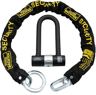 Burg Wachter 200D 16mm Heavy Duty D-Lock Padlock & 1M Chain – Sold Secure Diamond & Gold Rated Bike Motorcycle Ebike Scooter Security Lock