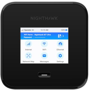 NETGEAR Nighthawk M7 Pro Mobile Hotspot Router 5G, Unlocked, International Roaming in 125 Countries, WiFi 7, Portable Device for Travel, 13 Hours Battery Life (MR7450) with Docking station