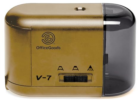 OfficeGoods Electric Pencil Sharpener, Battery or Cord Powered, Gold