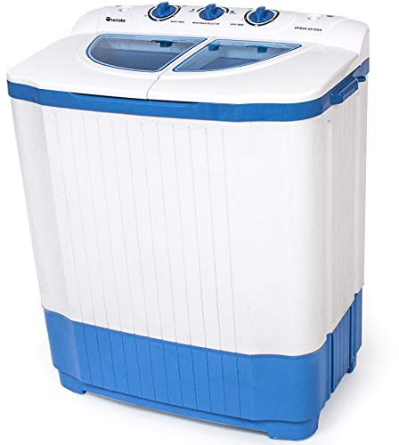tectake® Lavadora Portátil Mini con Centrifugado, 4,5kg, Carga Superior, Ahorro Energía, Máquina Mini Lavadora Portatil para Camping, Caravanas, Casa Portatil, Lavadora Camping - Blanco