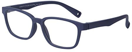 JoXiGo Kinder Brille Ohne Stärke Blaulichtfilter UV Blockieren TR90 Rahmen mit Einstellbare Brillenband + Brillenetui, S, Dunkelblau