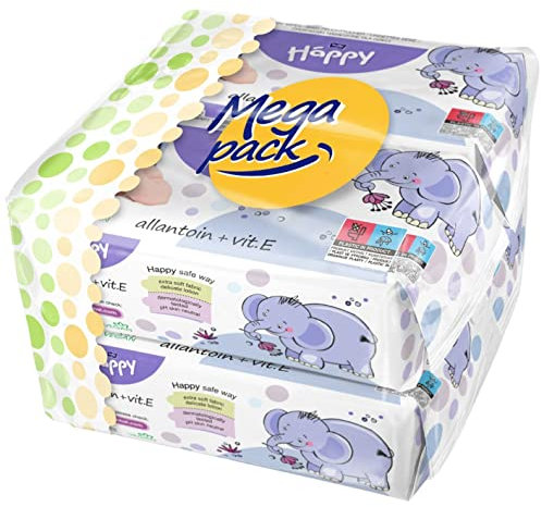 bella baby Happy Feuchttücher mit Allantoin & Vitamin E, 4 x 64 Stück, für zarte und empfindliche Babyhaut geeignet