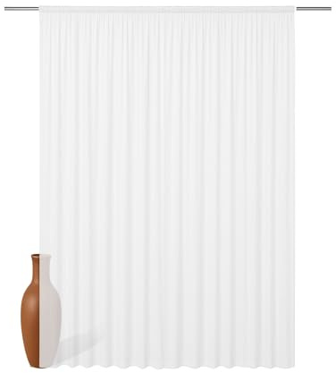 Vorhang 450x145 mit Kräuselband für Schienen, transparente moderne Gardinen | XXL Schiebegardinen Langstore Voile für Wohnzimmer, Balkontür