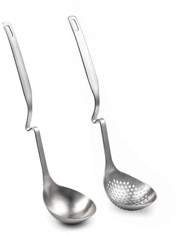 IMEEA Schöpflöffel Schaumlöffel SUS304 Edelstahl Suppenkelle Schaumkelle für Kochen Hotpot Feuertopf 31cm (2-Stück)