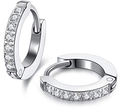JSDDE Chirurgenstahl Creolen Ohrringe mit Kristall 18ga Ohrstecker Runde Knorpel Ohrpiercing Hoop Ring Huggie Kreolen Klapp Ohrhänger Ohrschmuck 8mm