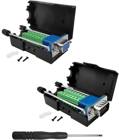 iYuemps 1 coppia maschio + femmina connettore per scheda terminali di Breakout, D-SUB DB15, 3 file VGA 3+9 15 pin