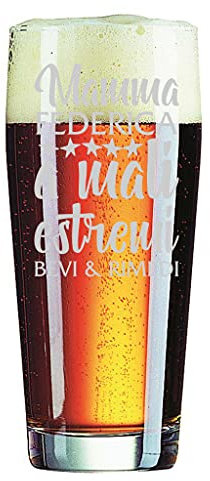 Bicchiere da birra Mamma con Incisione Personalizzabile Festa della Mamma A mali estremi bevi & rimedi - Bicchiere in vetro 40 cl
