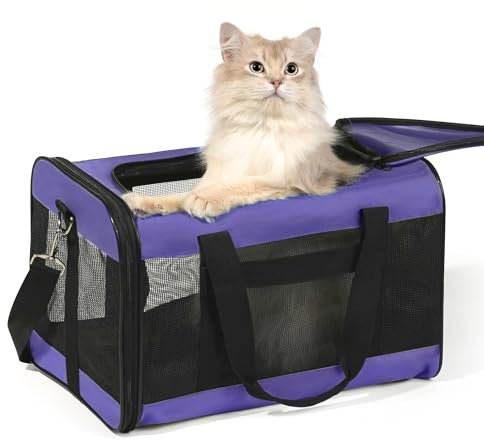 HITSLAM hundebox Faltbar Hundetransportbox Katzentransportbox Katzenbox Transportbox katzentasche für Hund, Katzen, Airline Zugelassen, Reisefreundliche Transporttasche (M)