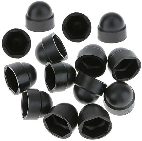TERF® M16 Black Plastic Hex Nut Bolt Dome Cap Cover M16 (24mm Spanner) Nut and Bolt Protective Caps Cover Hexagonal - Pack of 10