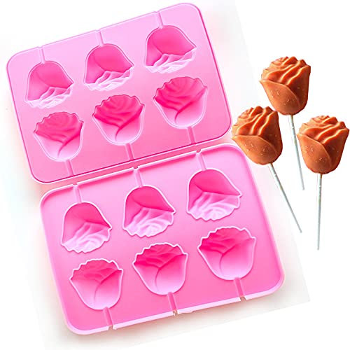 1 moule en silicone en forme de bâtonnet de rose, pour la Saint-Valentin, pour sucettes, chocolat, décoration de gâteau