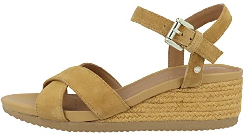 Geox Dam D Ischia Corda Espadrille Wedge Sandal, Mustard, 38 EU, senap, 38 EU