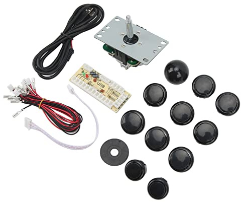 Pasamer DIY Joystick Arcade Joystick Kit Resistencia a Altas Temperaturas Metal ABS Bola Desmontable Cable USB para Juegos de Arcade (Negro)