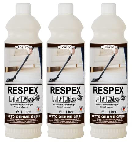 Lorito Teppichreiniger Respex 265 3 x 1 Liter, geeignet für Dampfreiniger und Sprühextraktionsgeräte, Reinigungsmittel für Teppich Polster Textilien