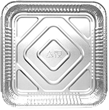 M1SS Pack of 600- Large Aluminium Foil Trays 9 x 9 x 2” Food Large Container with lids Square Tin Recyclable Aluminium Disposable Foil Pan Catering Great for Grilling Baking Roasting-Home Restaurant