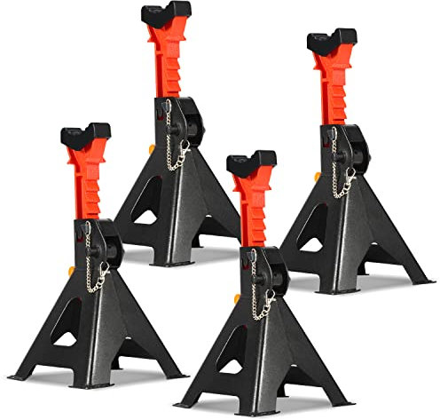 Yakimz Cavalletti Auto, Cavalletto Auto Portata 3000 kg, Supporto Automotive,Cavalletti di Sostegno,Altezza di Sollevamento 285 – 430 mm, Altezza di Sollevamento Regolabile in Altezza, Set da 4