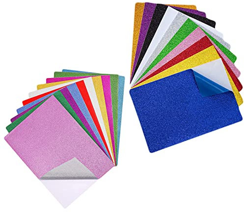 20 stycken pysselpapper, glitterpapper, glitterhantverk, skumgummiplattor, glitterpapper för pyssel, skumgummi, glitterpapper, A4-färgat glitterpapper, för gratulationskort, klistermärken, fotoalbum