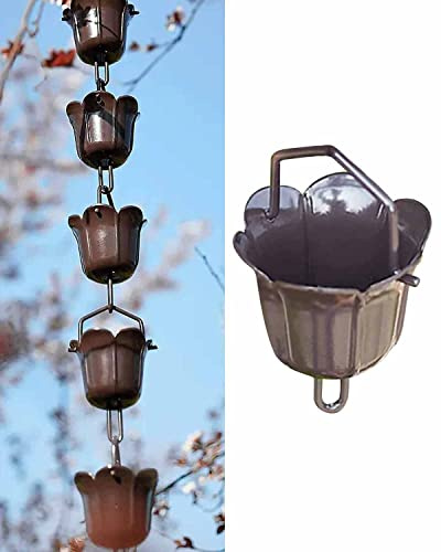 Catene da Pioggia Catena Della Pioggia Della Tazza del Fiore, Pluviale Della Catena Della Grondaia Della Pioggia del Tetto del Giardino, Decorazione del Raccoglitore di Pioggia in Metallo ( Size : 2.4
