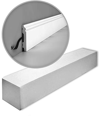 Orac Plinthes SX165-box-2 200 cm x 1,1 cm x 6,9 cm Polystyrène extrudé (HDPS) classique arrondi avec passage de câble prétraité