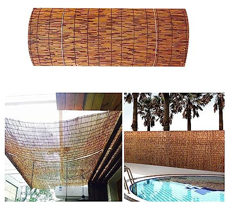 EFLAL Balkon Sichtschutz Bambus Schilfrohrmatte Premium, Balkon Deko,Bambuszaun,Gartensichtschutz für Balkon aus Schilfrohr,Sichtschutzzaun Trennwand,Handgewebt,Anpassbar (Size : H1.83xL10m/H6xL33ft)