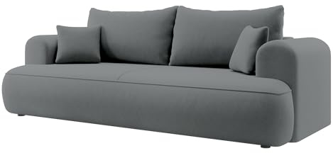 Selsey Sofa Schlafsofa Couch Mit Stauraum Schlaffunktion 3 Sitzer Pflegeleicht Polyurethanschaum Veloursoptik Dunkelgrau OVO