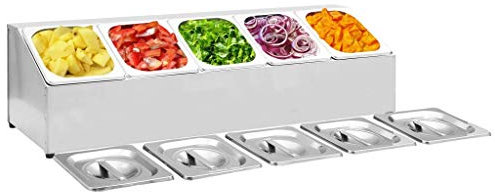 BaraSh Catering Gastronorm Pan Holder(Stainless steel, Dishwasher-safe component parts with lids),Gastronorm Container Holder with 5 GN 1/6 Pan Stainless Steel