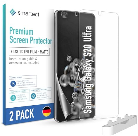 smartect TPU Schutzfolie 2 Stück Matt für Samsung Galaxy S20 Ultra | HD Panzerfolie Anti-Kratzer, Displayschutz entspiegelt, Blasenfrei, Fingerabdruck kompatibel, Hüllenfreundlich