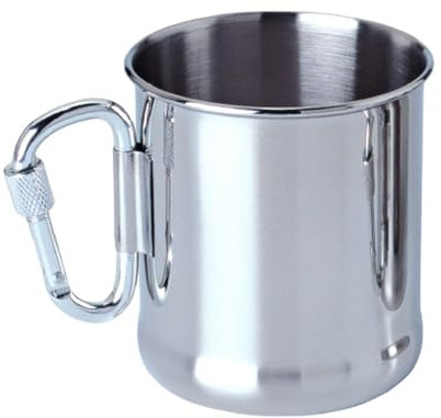 Jemora 500ml Edelstahl Camping Becher Outdoor Rucksackreisen Tasse mit Karabiner Griff für Wandern Camping Reisen