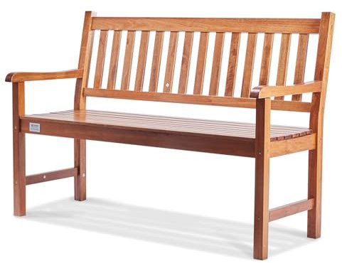 VEVOR Gartenbank Terrassenbank aus Holz, 127 cm Parkbank Ruhebank 363 kg Tragkraft, 3 Personen Garten- und Parkbank mit Rückenlehne & Armlehnen, Vintage Sitzbank für Garten, Park, Hof, Veranda usw.