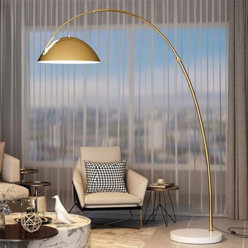 Wylolik Leuchte Lichtbogen kreativ Lampen, Leuchte Winkel dimmbar in Metall Poli, Vertikale Leuchte mit Fußschalter für Salon Zimmer Vertikale Schreibtisch Dekorative Lampen (golden)