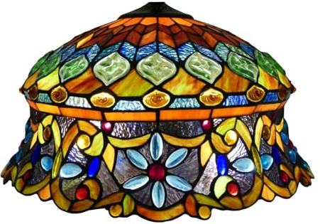 AIBOTY 18 Zoll Pfau Lampenschirme Ersatz, nur Tiffany Stil Buntglas Lampenschirm, Vintage Bernstein Glas Perlen Lichtabdeckung für Tischlampe Stehlampe Schreibtisch Licht Pendelleuchte