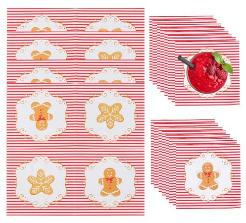 Weihnachts-Cocktailservietten, Weihnachts-Papierservietten | Lustiger Lebkuchenmann zum Bedrucken von Servietten - Kreative Weihnachtspapierservietten, dekorative Winterserviette für die Wohnküche