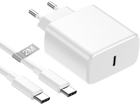 Caricatore USB C 45W con Cavo Type C 2M per Samsung Galaxy S25 Ultra/S25/S24/S23/S22/S21/S20/Note20/10, Caricatore Type C Caricabatterie per Samsung Rapido Presa USB C Spina Alimentatore Fast Charger