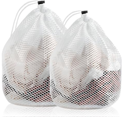 2 Stück Wäschesäcke aus Netzgewebe, Waschmaschinenbeutel mit Kordelzug, Wäschenetz, Reisewäschebeutel, Maschinenwäschebeutel für Kleidung, Bluse, BH, Socken (19,7x23,7/23,7x31,5)