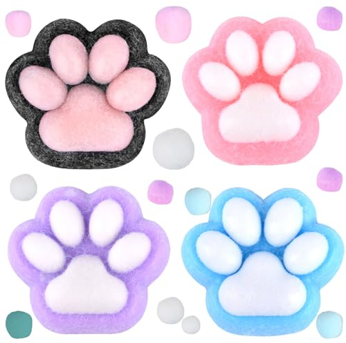 SSKHE 4 Stück Squishy Katze, Riesenpfotenspielzeug, Squishy, Katzenpfotenspielzeug, Anti-Stress-Spielzeug, Kawaii, Fufu, Taba, Yoyo, Squishy, niedliches Fidget für Kinder und Erwachsene, Spielzeug zum