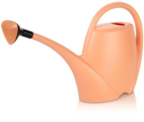 Plastkon Gießkanne klein mit Brause für Zimmerpflanzen, 2,5 L, Pfirsich | Blumengießkanne aus Hochwertigem Kunststoff, Giesskanne für Innen- und Außenbereich