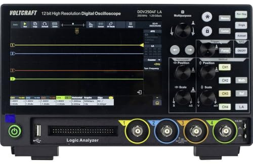 VOLTCRAFT DOV2504F LA Digital-Oszilloskop 250 MHz 4-Kanal 1.25 GSa/s 100 Mpts 12 Bit Digital-Speicher (DSO), Funktionsg