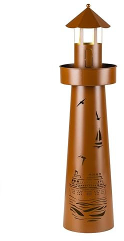 Haushalt International Leuchtturm aus Metall mit Beleuchtung Höhe 80cm 70532
