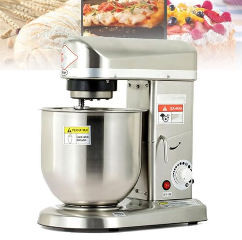 Mixeur sur Socle Professionnel, Bol en Acier Inoxydable, Robot culinaire électrique Robuste avec 3 Vitesses réglables, idéal pour Les boulangeries et pizzerias, Acier Inoxydable - 5 L