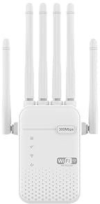 Ripetitore WiFi, Amplificatore Wifi,amplificatore di ultima tecnologia con 6 Antenne, 2 Portes LAN,Wifi Extender,Copertura Completa a 360°, Copertura Fino a 900 m²,per Casa e Ufficio (R08)
