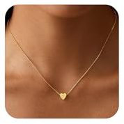 VIROMY Gold Heart Initial Necklaces for Women 14K Gold Plated E Letter Pendant Necklaces for Women Charm Box Chain Dainty Personalised Jewellery Gifts for Her