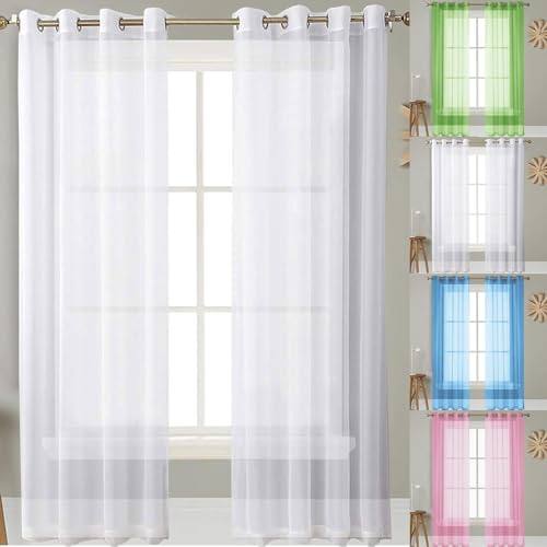 SUNLIMEI Gardinen Wohnzimmer 180 x 170 cm Lichtdurchlässig, Polyester Transparent Voile Gardine Modern Und Langlebig, Größe Und Farbe Wählbar für Hochzeit Fenster Wohnzimmer, Weiß