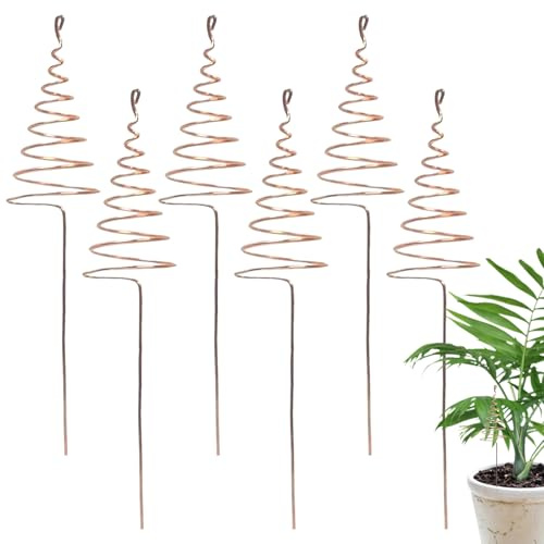 6 Stück Kupfer Gartenstäbe, 20cm Kupferstangen Für Den Garten, Kupferdrahtn Als Gartenstecken, Pflanzen Kupferdraht Outdoor Gartenspiralen Für Das Wachstum Von Pflanzen Blumens Im Freien