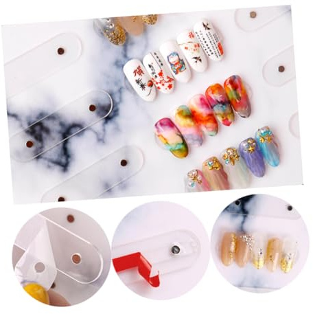 BESPORTBLE Detachable Marble Pattern Nail Polish Color Chart Frame with Bracket Acrylic Nail Art Display Stand for Manicure Practice for Salon and Home Use