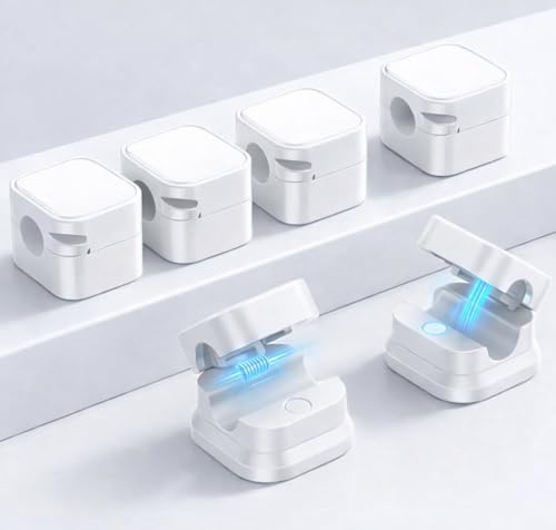 Magnetic Cable Clips – 6 Pack Desk & Wall Cable Organiser, Strong Adhesive Wire Holders for USB, Phone & Charging Cords | Home Office & Car