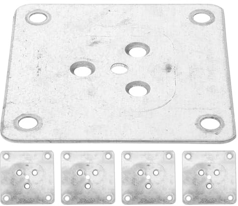HEALEEP 5Pcs Thickened Flat Iron Sofa Leg Mounting Plates 7X7Cm with 4 Holes Furniture Leg Connectors for Wooden Table and Couch Feet Repair for Home Use