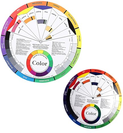 IWOWHERO Roue Chromatique Rotative 2 Pièces 23 Cm et 14 Cm, Nuancier Couleur pour Nail Art, Palette Maquillage Femme, Affichage Couleur Mixte pour Apprentissage et Création Manucure
