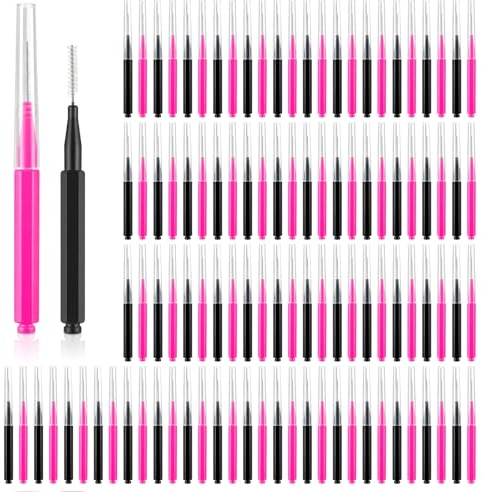 HJZHII 120 Stück Micro Augenbrauen Bürsten, Augenbrauen Pinsel Wimpern Pinsel Tragbare Augenbraue Lifting Tools Wimpernbürste mit Kappe Microbürstchen Minipinsel für Makeup Beauty-Salon