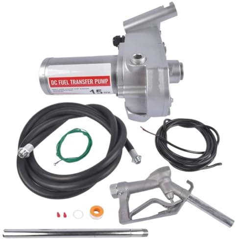 Bomba de transferencia de combustible 12V DC 15 GPM 1/5 tipo engranaje con boquilla para combustible de apagado automático Compatible con combustible de transformador de queroseno diésel