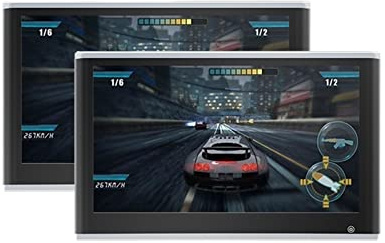 Fernseher Auto, 13,3-Zoll-Kopfstützenmonitor IPS-Touchscreen-Auto-Rücksitzunterhaltung 4K-Fahrzeug-Videoplayer-Anzeige mit Spiegelung(2 PCS Silver 12.5)
