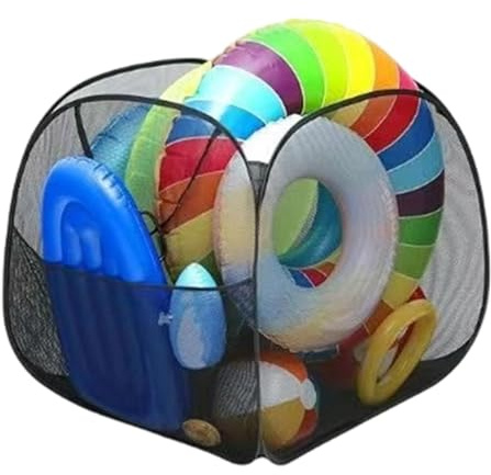 Cesta De Almacenaje Para Accesorios De Piscina - Contenedor Plegable de Gran Capacidad | Contenedor Juguetes Para Piscinas Exterior | para Pelotas de Playa Toallas Aros Inflables y Parque Acuático